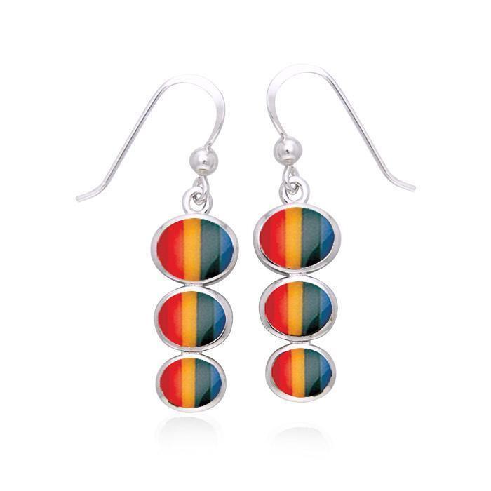 Round Tiered Cabochon Silver Earrings TER039 Earrings