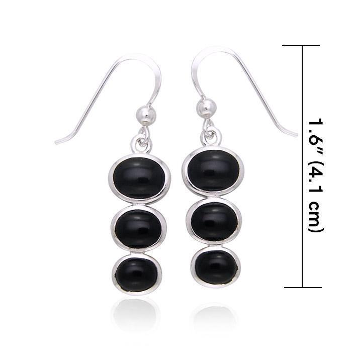 Round Tiered Cabochon Silver Earrings TER039 Earrings