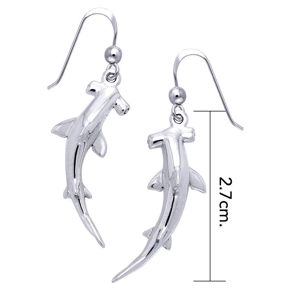 Swim freely with the hammerhead sharks ~ Sterling Silver Jewelry Hook Earrings TER1117 - peterstone.dropshipping