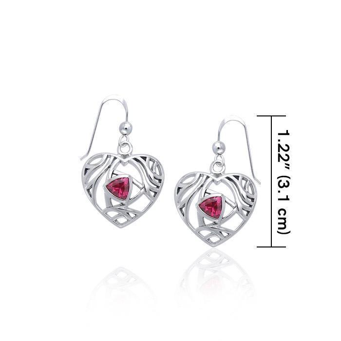 Elegant Heart Sterling Silver Earrings with Gemstone TER1183 Earrings