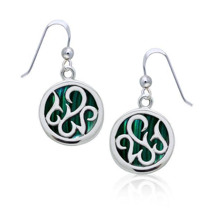 Round Silver Earrings with Inlay Stone TER1262 Earrings