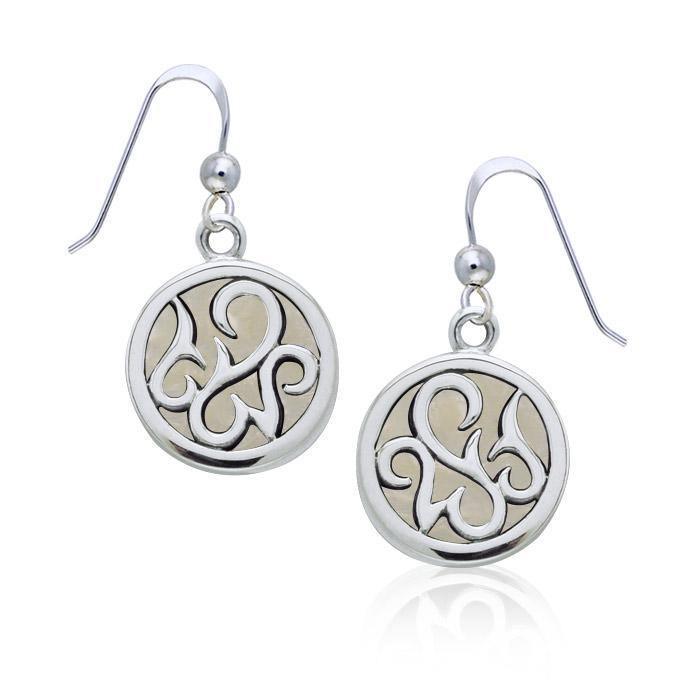 Round Silver Earrings with Inlay Stone TER1262 Earrings