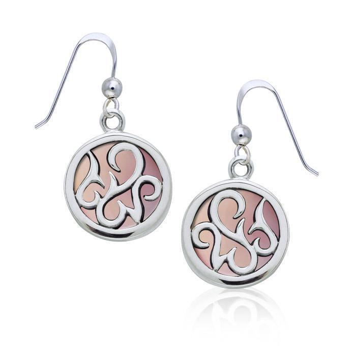 Round Silver Earrings with Inlay Stone TER1262 Earrings