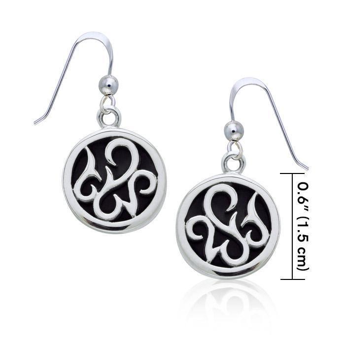 Round Silver Earrings with Inlay Stone TER1262 Earrings