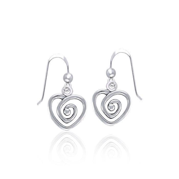 Spiral Heart Celtic Contemporary Silver Earrings TER1313 Earrings