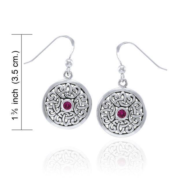 Celtic Flower with Gemstone Silver Earrings TER1387 Earrings