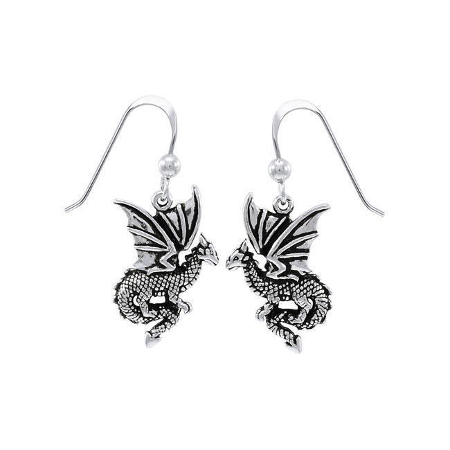 Fantasy Dragon Silver Earrings TER1475 Earrings