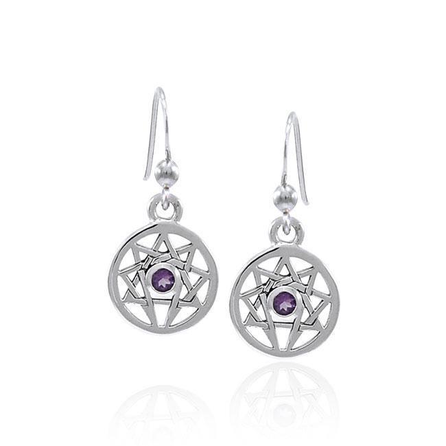 Enneagram Gemstone Silver Earrings TER1565 - Wholesale Jewelry