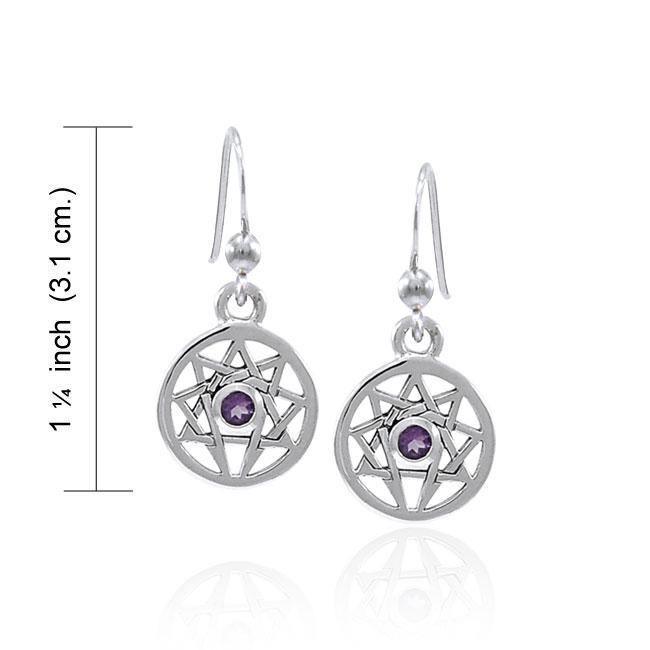 Enneagram Gemstone Silver Earrings TER1565 - Wholesale Jewelry