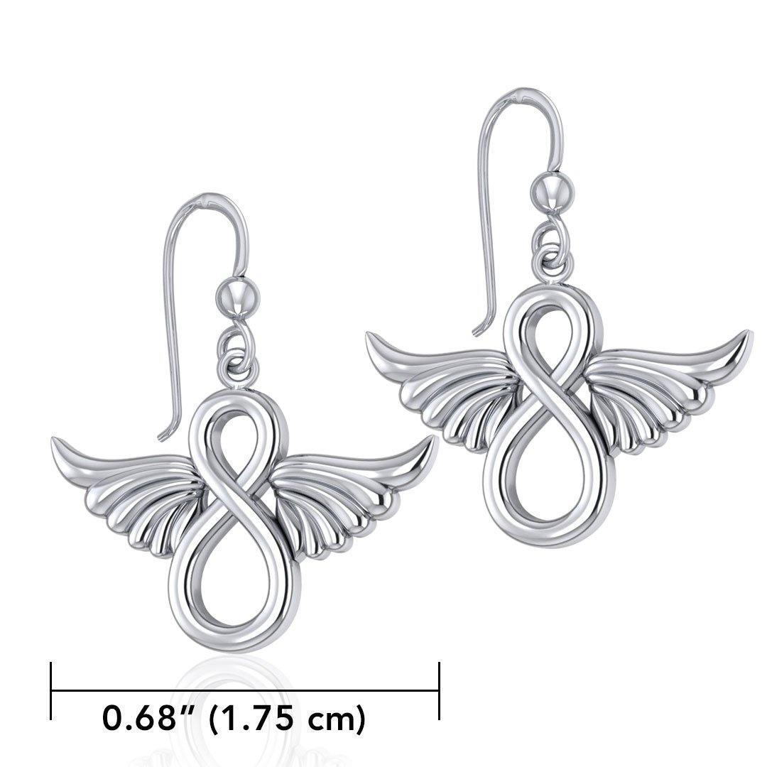 Angel Wings and Infinity Symbol Silver Earrings TER1781 - Peter Stone Wholesale