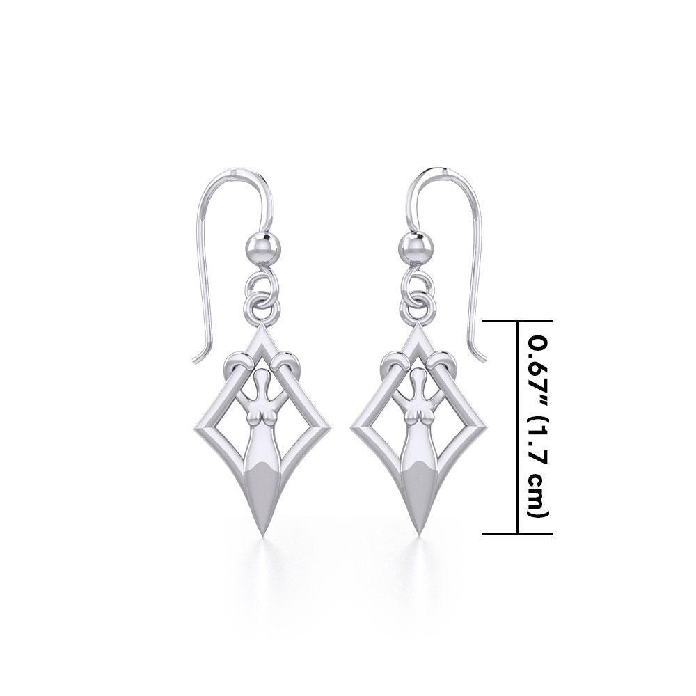 Goddess in Diamond Frame Silver Earrings TER1787 - Peter Stone Wholesale