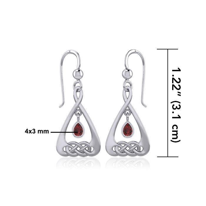 Celtic Knot Silver Earrings  with Dangling Gemstone TER1794 Earrings