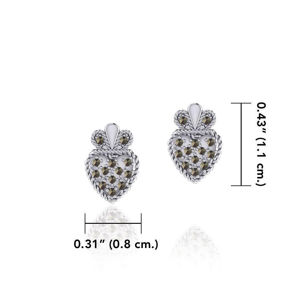 Claddagh Silver Post Earrings with Marcasite TER1819 Post Earrings