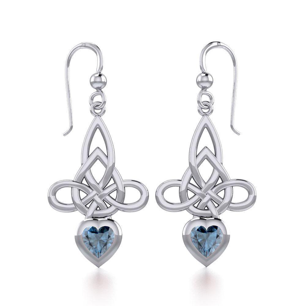 Celtic Witches Knot Silver Earrings with Heart Gemstone TER1830 Earrings