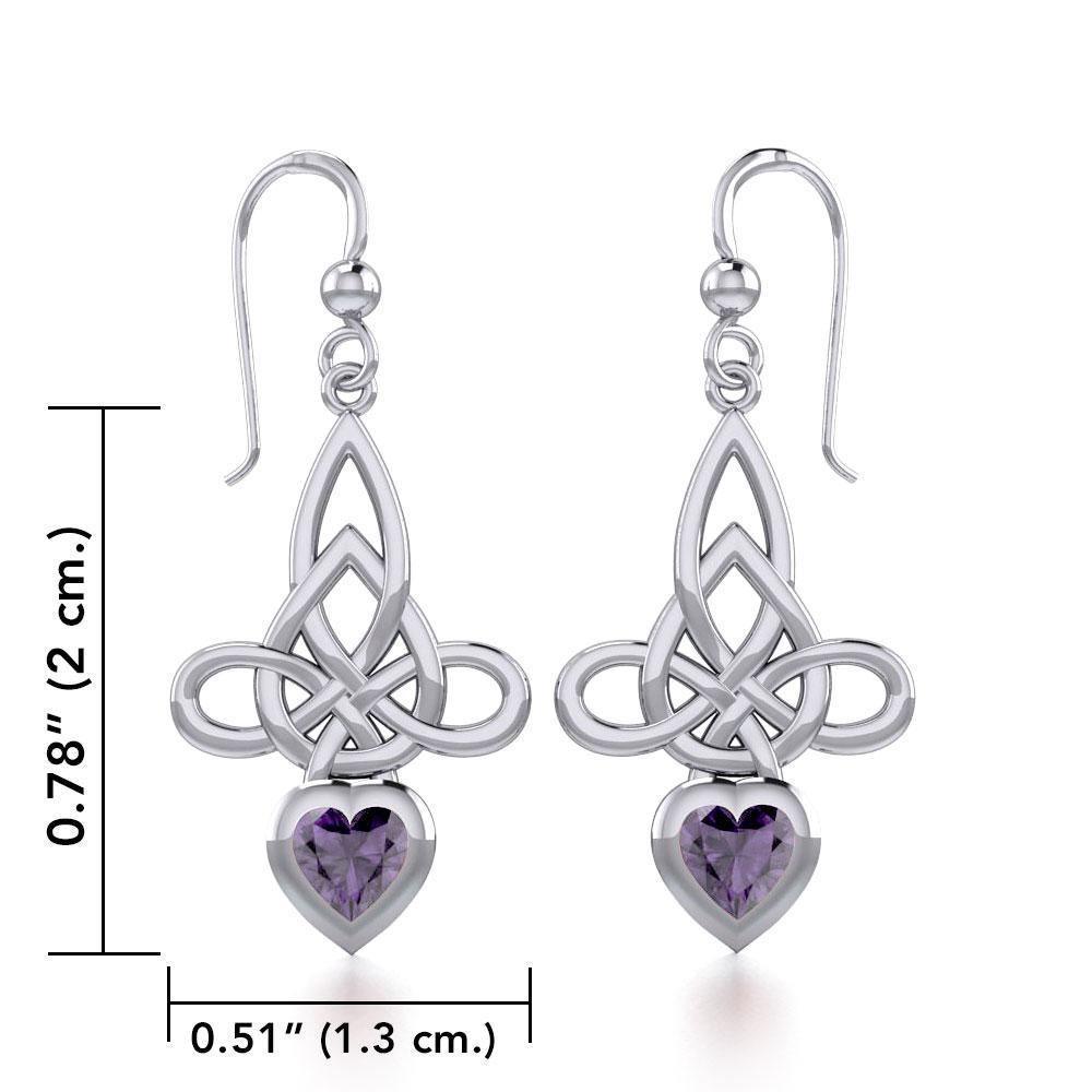 Celtic Witches Knot Silver Earrings with Heart Gemstone TER1830 Earrings