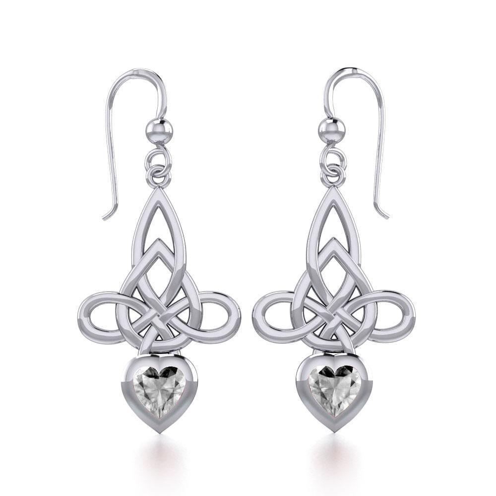 Celtic Witches Knot Silver Earrings with Heart Gemstone TER1830 Earrings