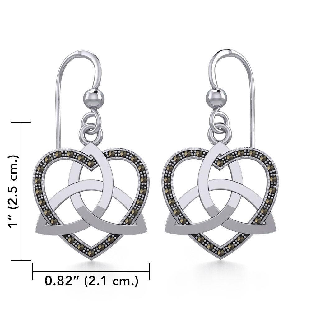 Trinity in Marcasite Heart Silver Earrings TER1840 Earrings