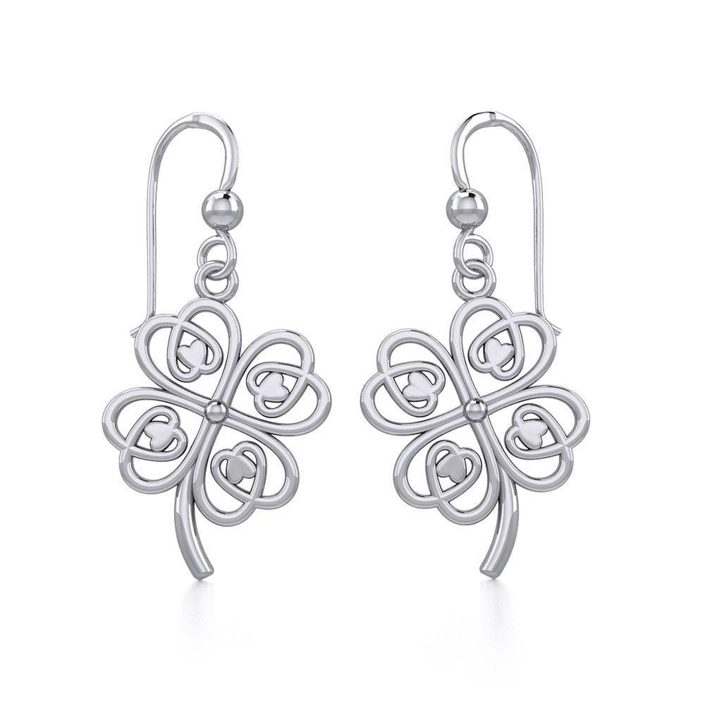 Lucky Four Leaf Clover Silver Earrings TER1842 Earrings