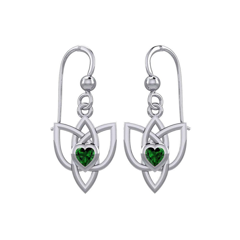 Celtic Knotwork Silver Earrings with Heart Gemstone TER1847 - peterstone.dropshipping