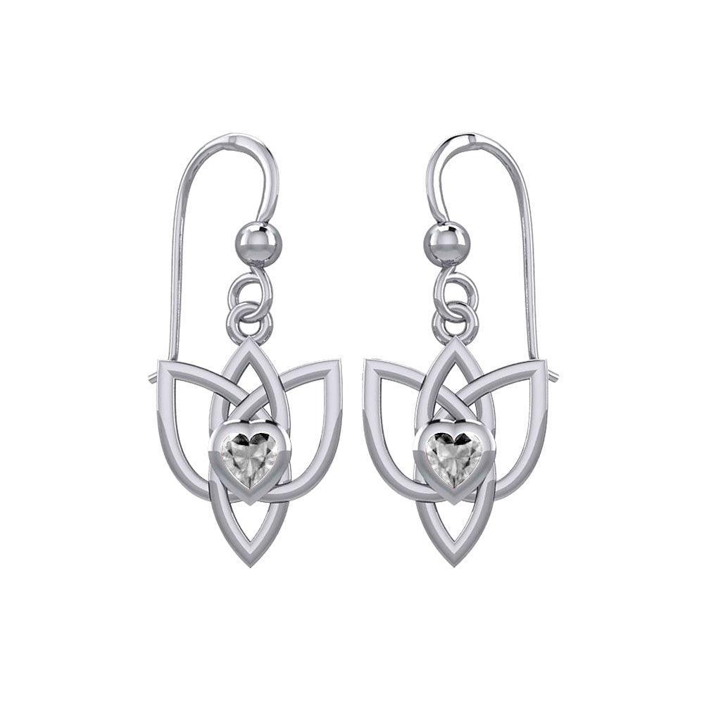 Celtic Knotwork Silver Earrings with Heart Gemstone TER1847 - peterstone.dropshipping