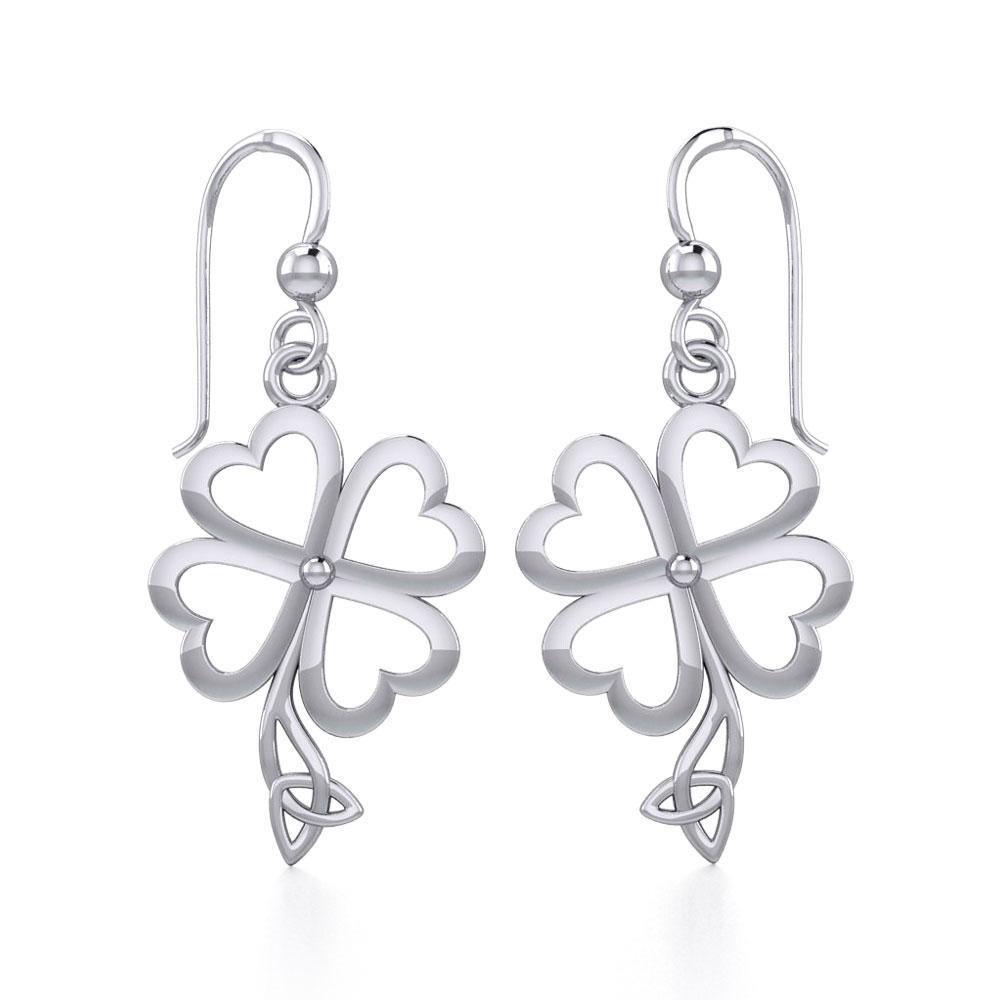 Four Leaf Clover with Trinity Knot Silver Earrings TER1848 Earrings