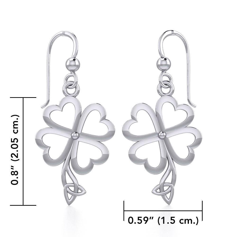 Four Leaf Clover with Trinity Knot Silver Earrings TER1848 Earrings