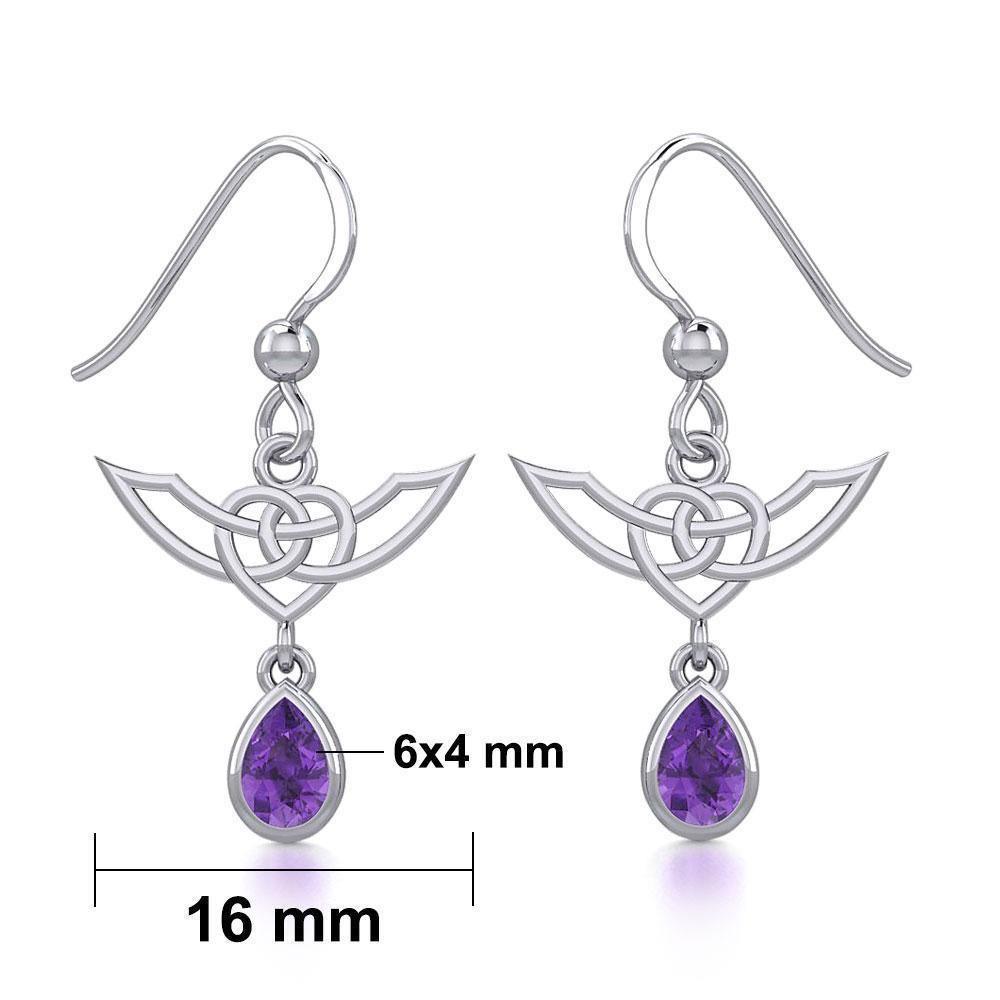 Celtic Knotwork Silver Earrings with Dangling Gemstone TER1933 - Peter Stone Wholesale