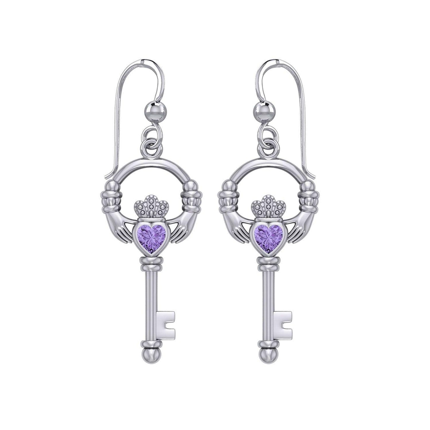 Irish Claddagh Mini Spiritual Key Silver Earrings TER2033 - peterstone.dropshipping