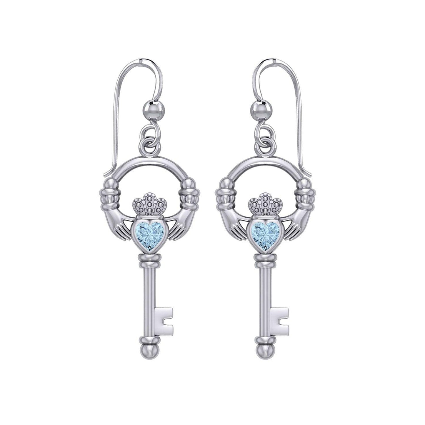 Irish Claddagh Mini Spiritual Key Silver Earrings TER2033 - peterstone.dropshipping