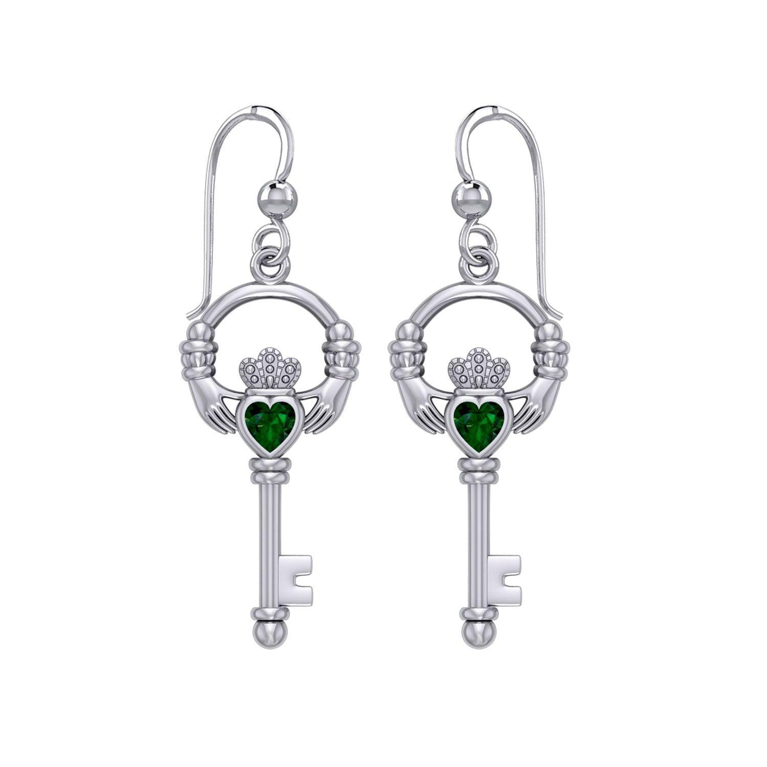 Irish Claddagh Mini Spiritual Key Silver Earrings TER2033 - peterstone.dropshipping