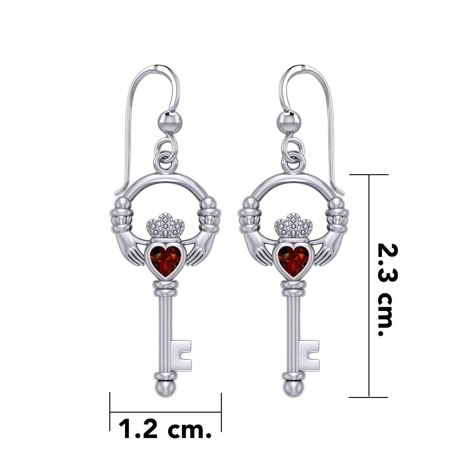 Irish Claddagh Mini Spiritual Key Silver Earrings TER2033 - peterstone.dropshipping