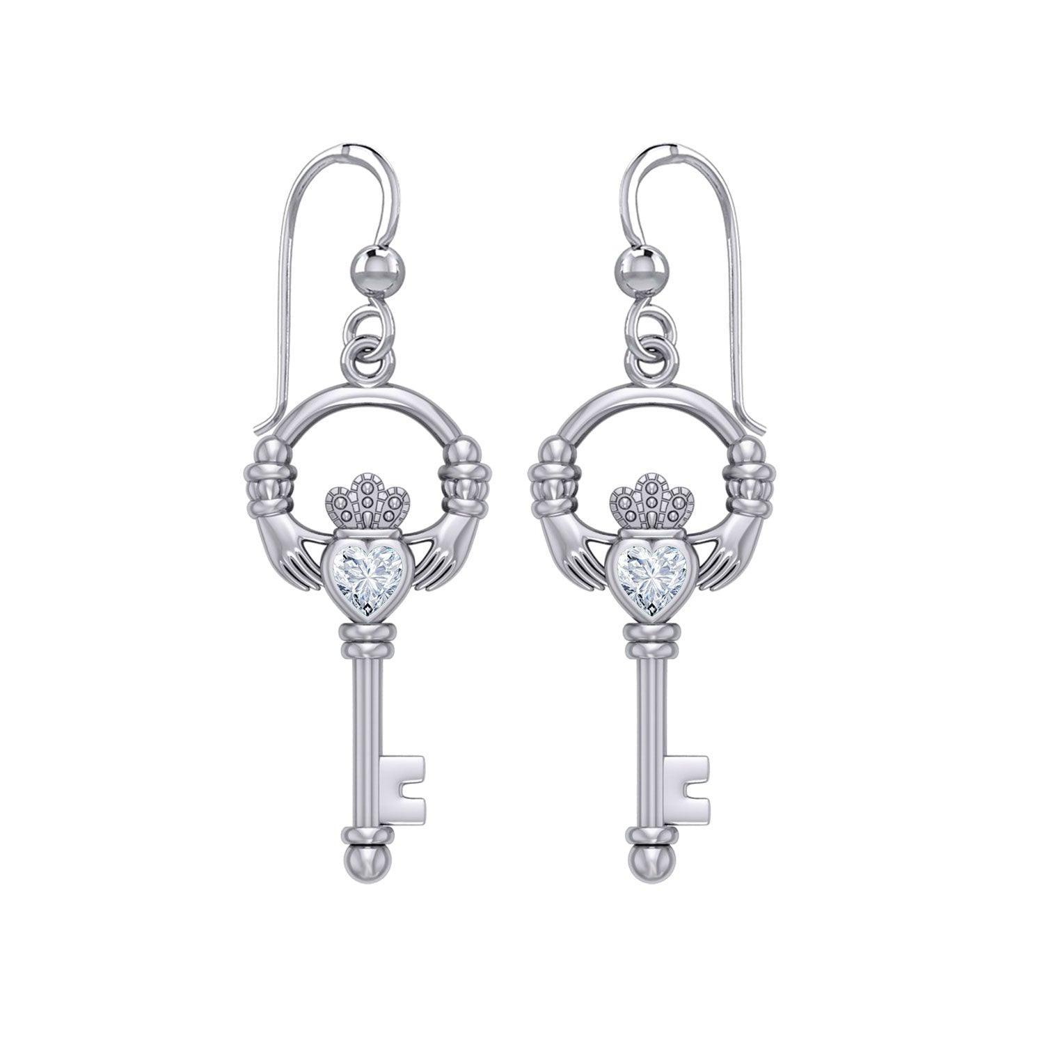 Irish Claddagh Mini Spiritual Key Silver Earrings TER2033 - peterstone.dropshipping