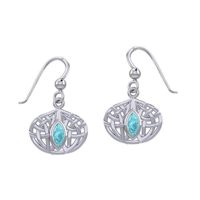 Celtic Knotwork Silver Earrings with Gemstone TER2034 - peterstone.dropshipping