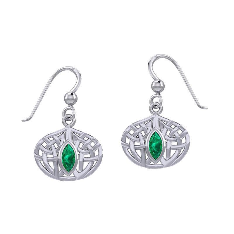 Celtic Knotwork Silver Earrings with Gemstone TER2034 - peterstone.dropshipping