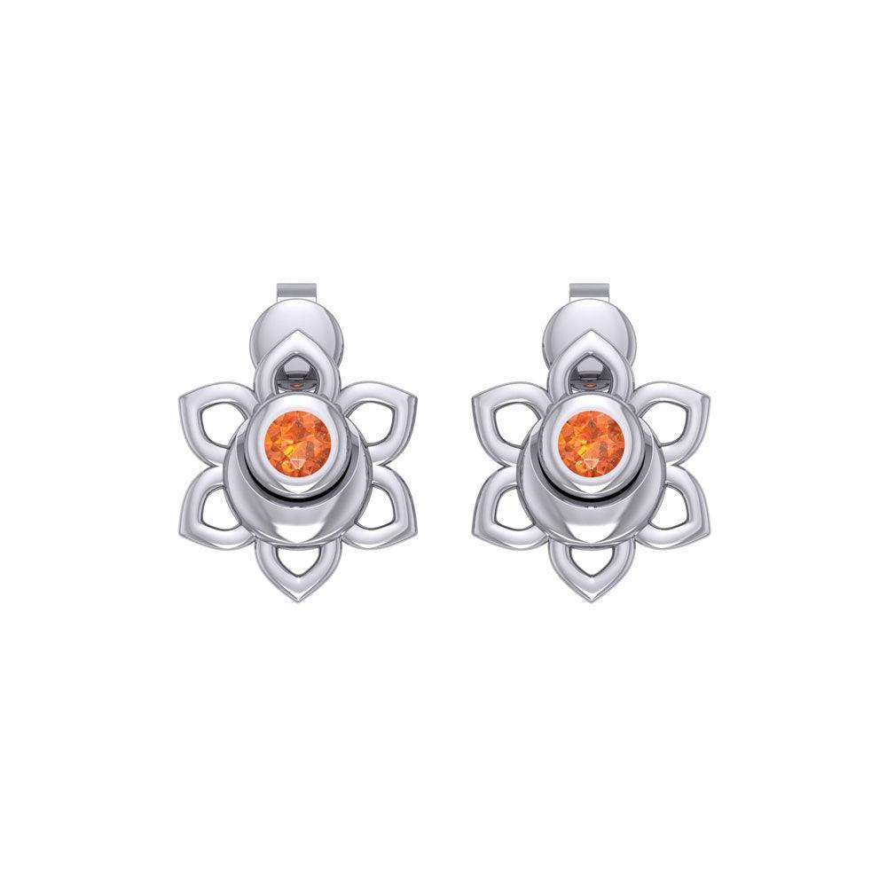 Svadhisthana Sacral Chakra Sterling Silver Post Earrings with Gemstone TER2038 - peterstone.dropshipping