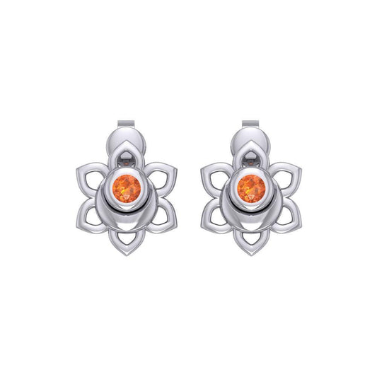 Svadhisthana Sacral Chakra Sterling Silver Post Earrings with Gemstone TER2038 - peterstone.dropshipping