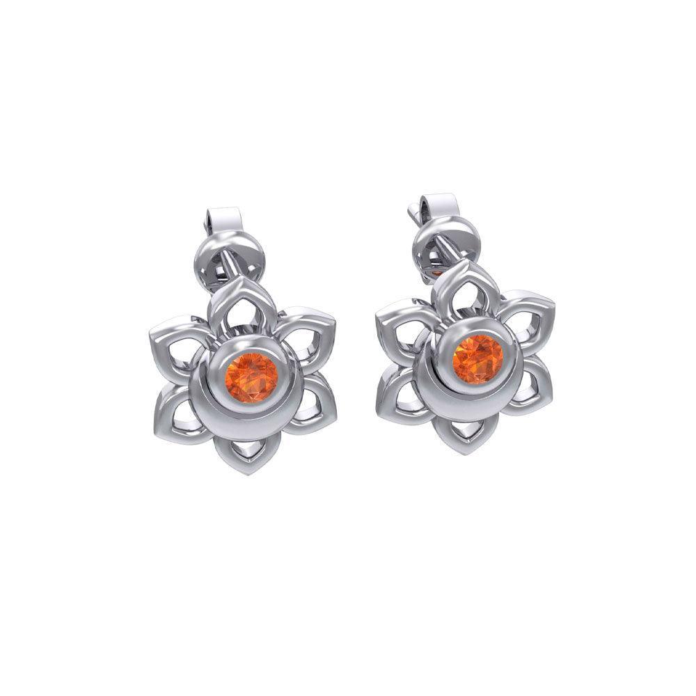 Svadhisthana Sacral Chakra Sterling Silver Post Earrings with Gemstone TER2038 - peterstone.dropshipping