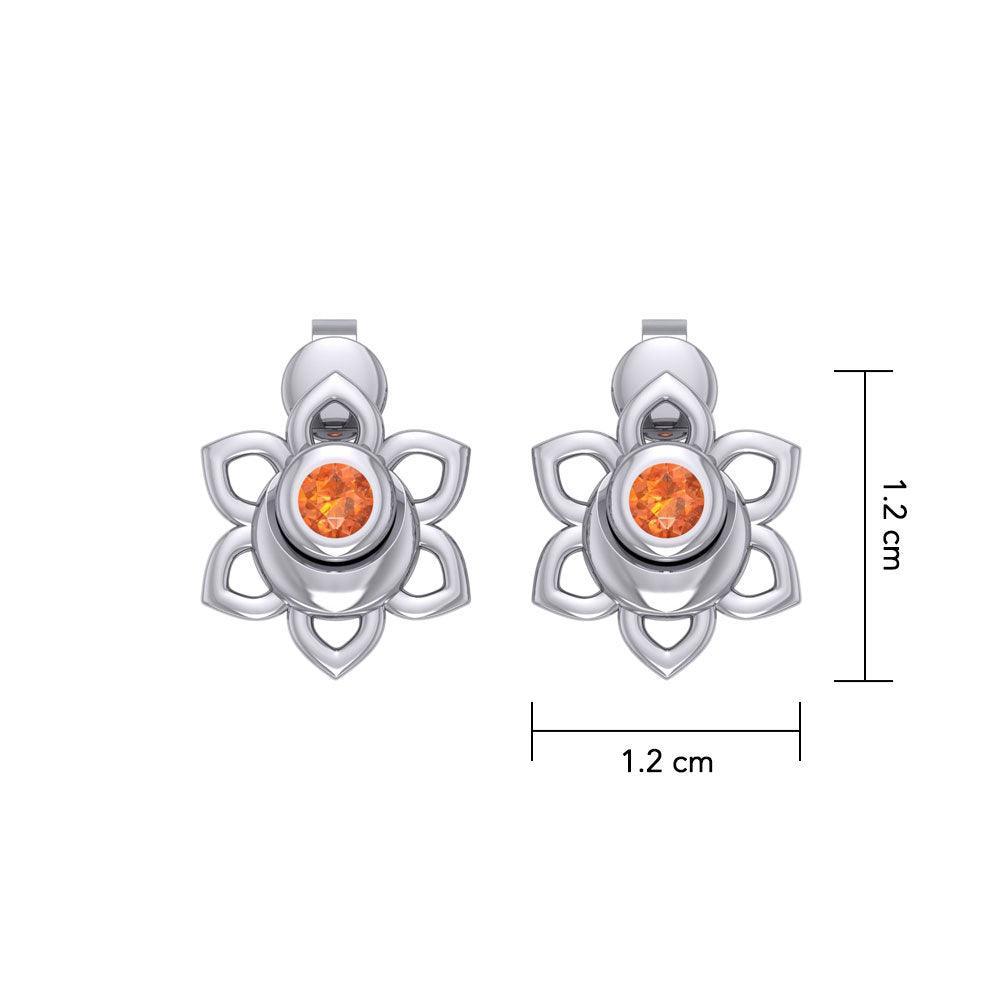 Svadhisthana Sacral Chakra Sterling Silver Post Earrings with Gemstone TER2038 - peterstone.dropshipping