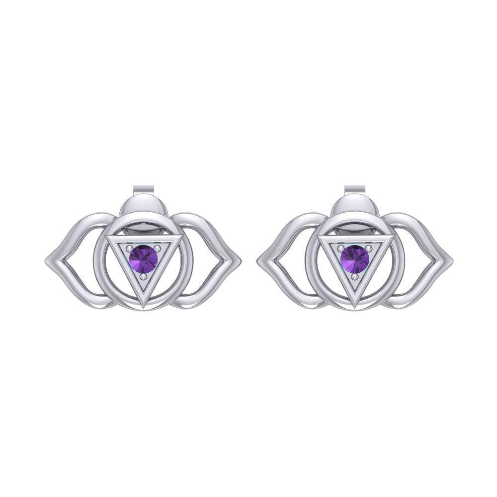 Ajna Third Eye Chakra Sterling Silver Post Earrings TER2042 - peterstone.dropshipping