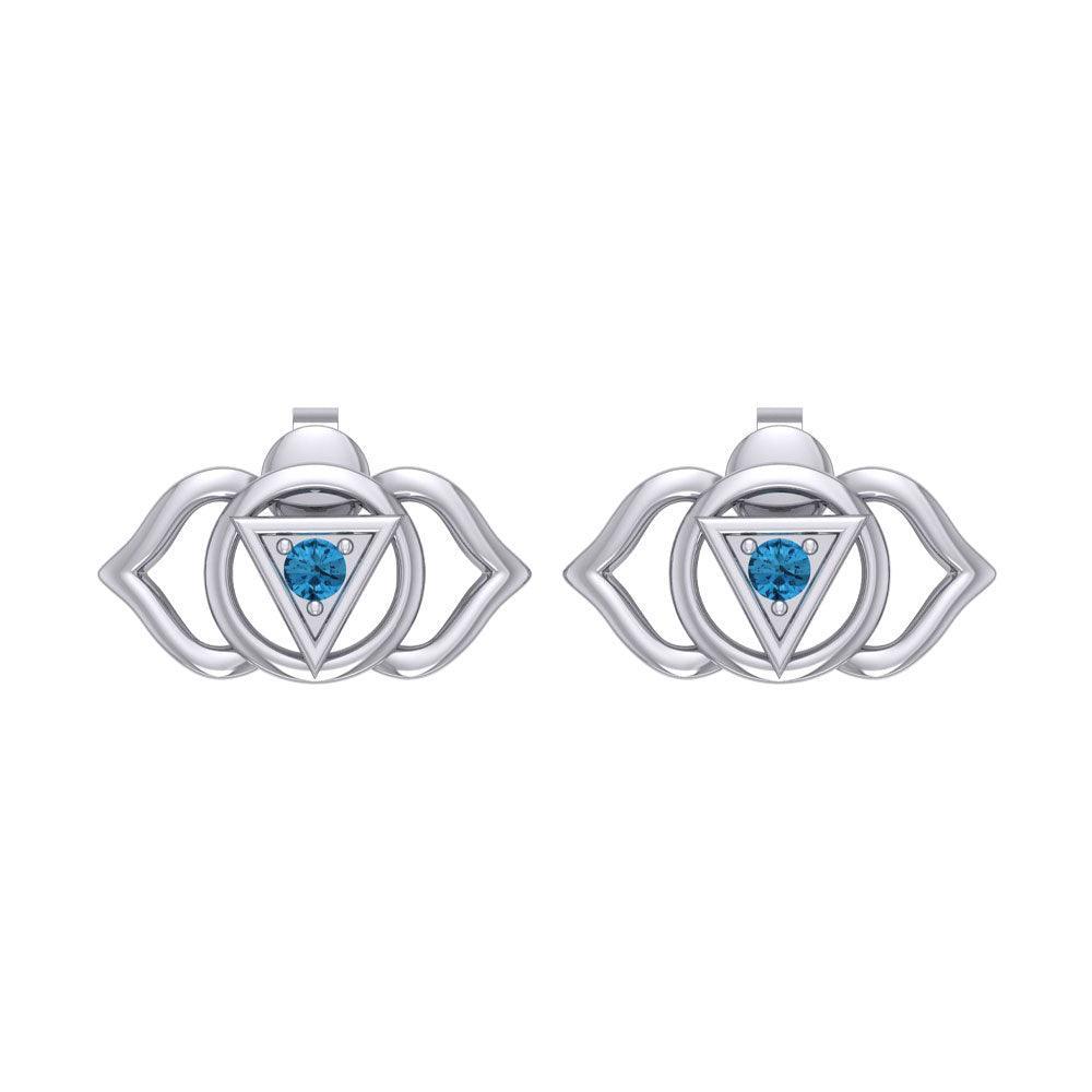 Ajna Third Eye Chakra Sterling Silver Post Earrings TER2042 - peterstone.dropshipping