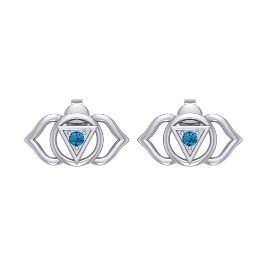 Ajna Third Eye Chakra Sterling Silver Post Earrings TER2042 - peterstone.dropshipping