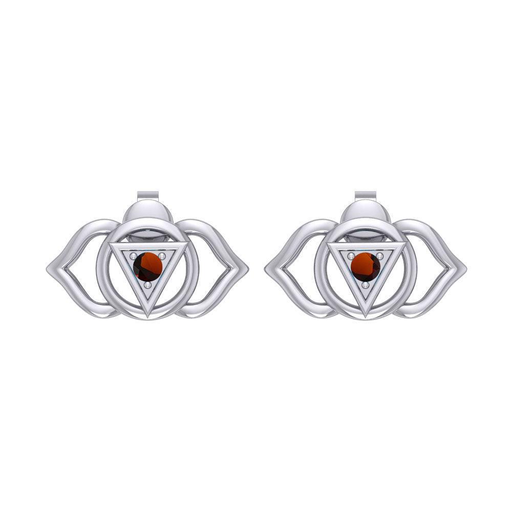 Ajna Third Eye Chakra Sterling Silver Post Earrings TER2042 - peterstone.dropshipping