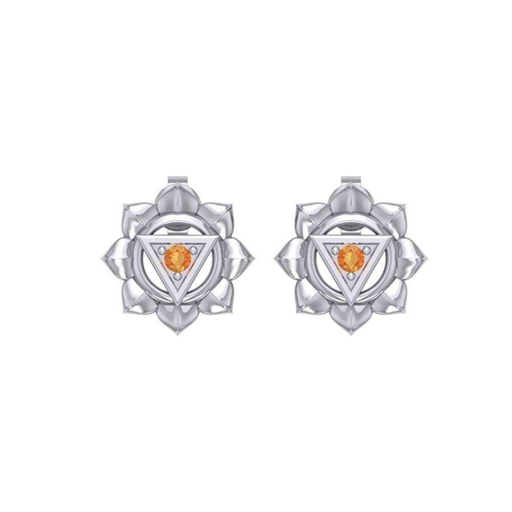 Manipura Solar Plexus Chakra Sterling Silver Post Earrings TER2043 - peterstone.dropshipping