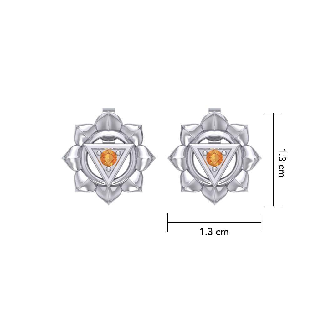 Manipura Solar Plexus Chakra Sterling Silver Post Earrings TER2043 - peterstone.dropshipping