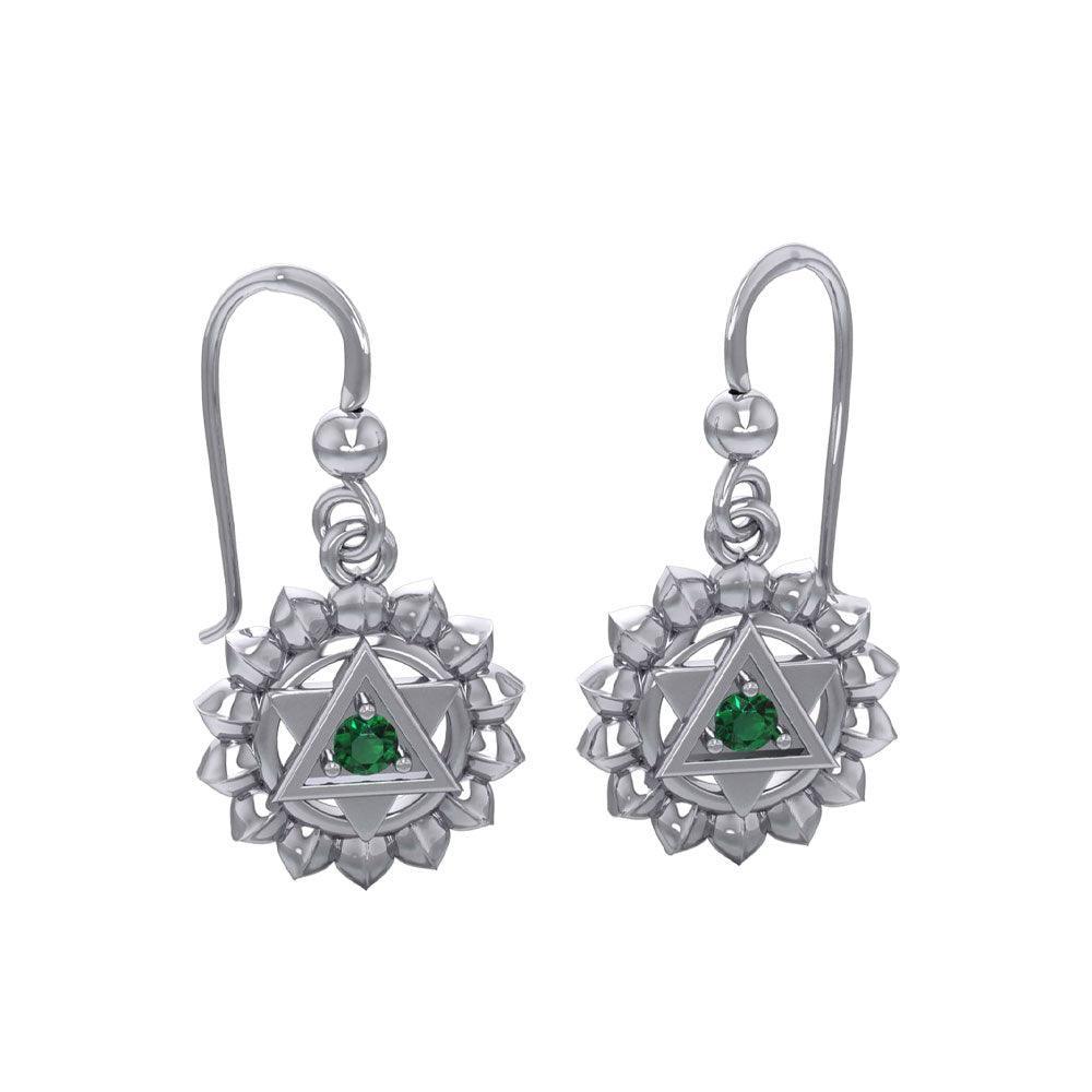 Anahata Heart Chakra Sterling Silver Earrings TER2047 - peterstone.dropshipping