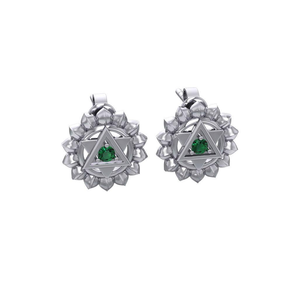 Anahata Heart Chakra Sterling Silver Post Earrings TER2048 - peterstone.dropshipping