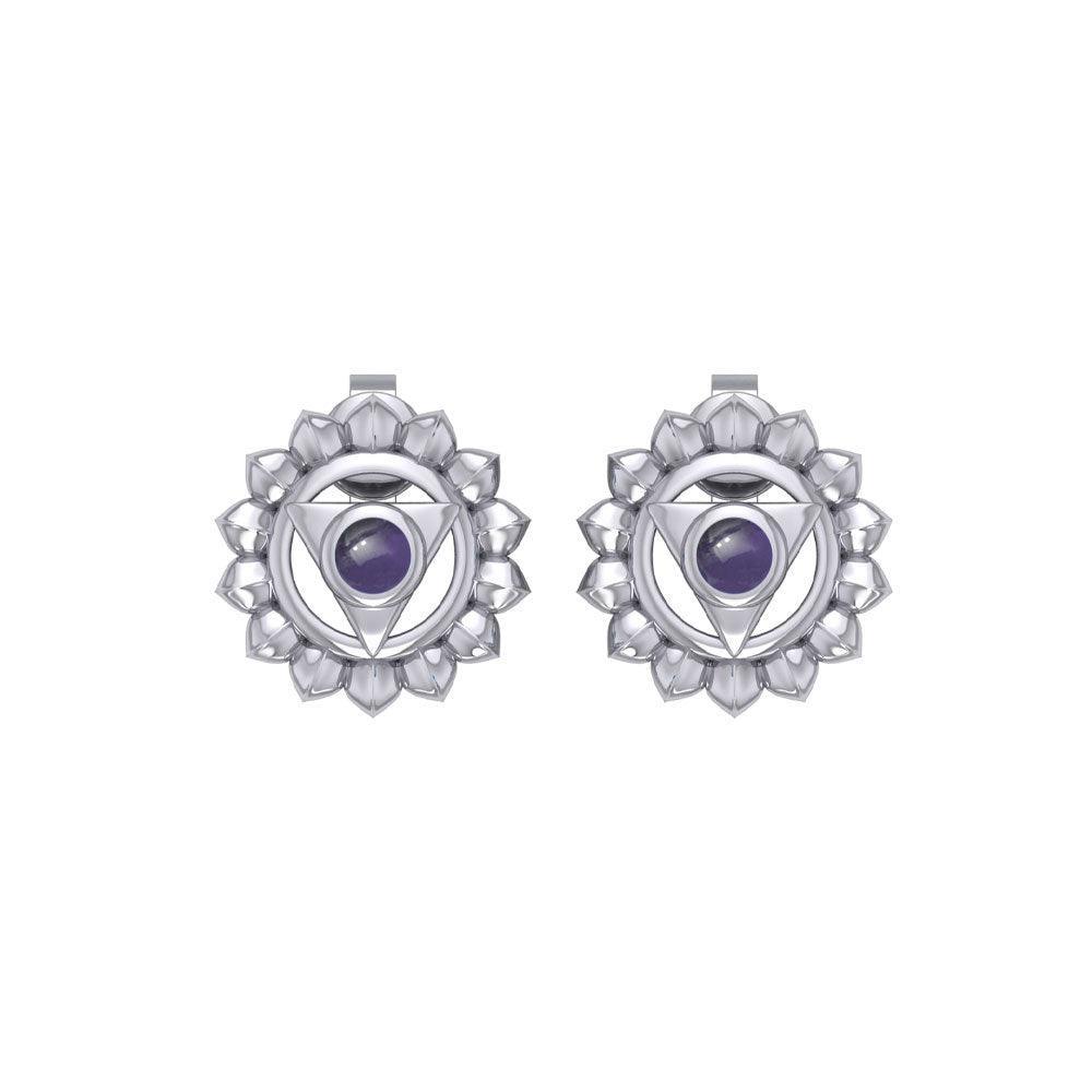 Vishuddha Throat Chakra Sterling Silver Post Earrings TER2050 - peterstone.dropshipping