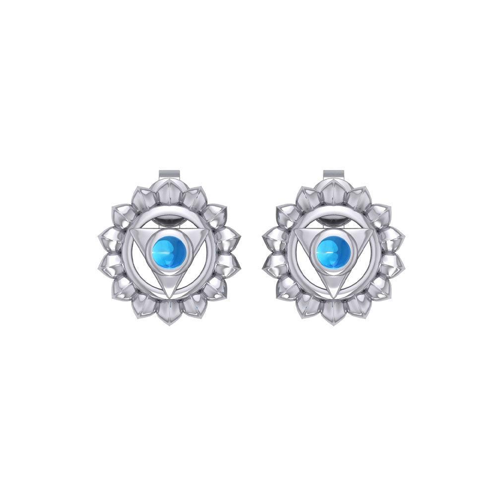 Vishuddha Throat Chakra Sterling Silver Post Earrings TER2050 - peterstone.dropshipping