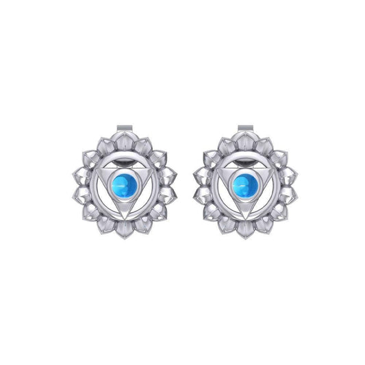 Vishuddha Throat Chakra Sterling Silver Post Earrings TER2050 - peterstone.dropshipping