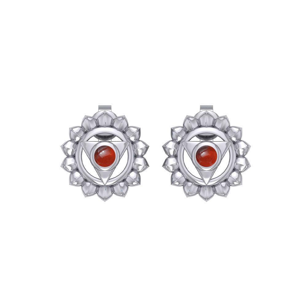 Vishuddha Throat Chakra Sterling Silver Post Earrings TER2050 - peterstone.dropshipping